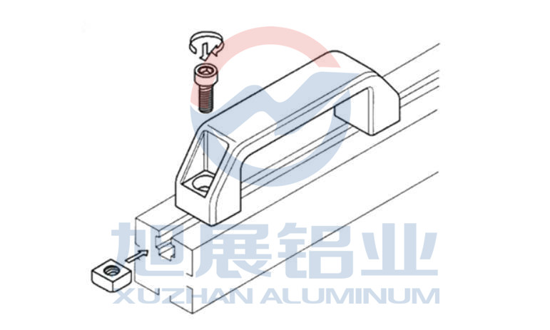 方型把手 高强度90120180铝合金拉手工业型材金属把手配件安装图