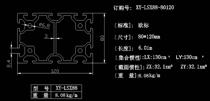 工业铝型材厂家直销 门窗铝型材框定制机架设备铝型材加工截面图.jpg